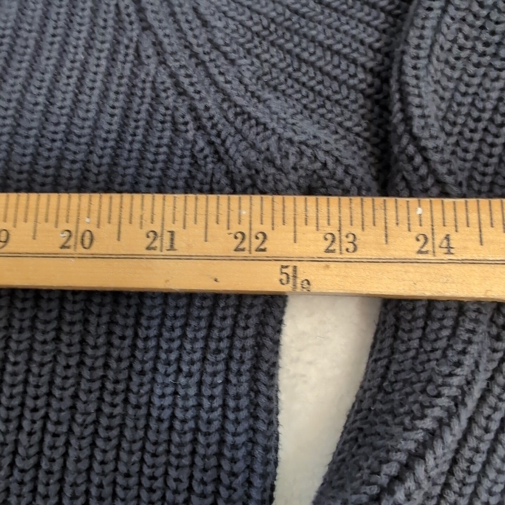 LL Bean Blue 1/4 Button Ribbed Henley Pullover Knit Sweater Mens LT Cotton Ragg - Picture 6 of 9